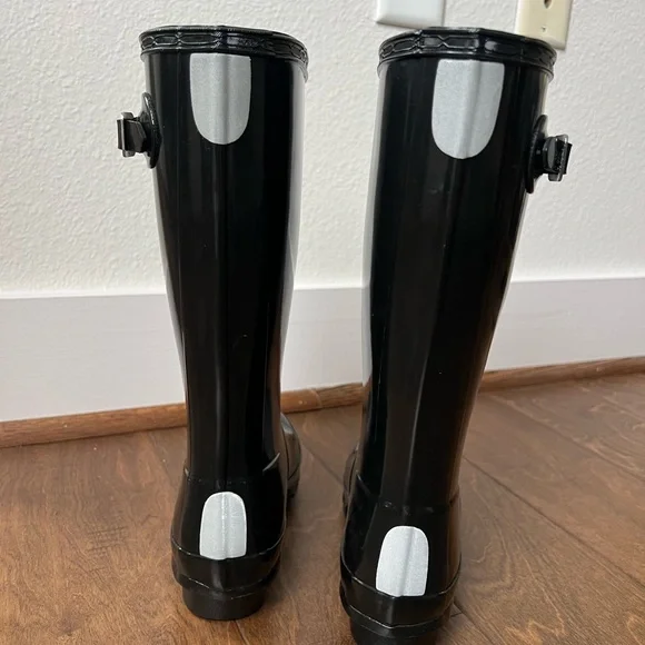 Hunter Kids Glossy Black Boots